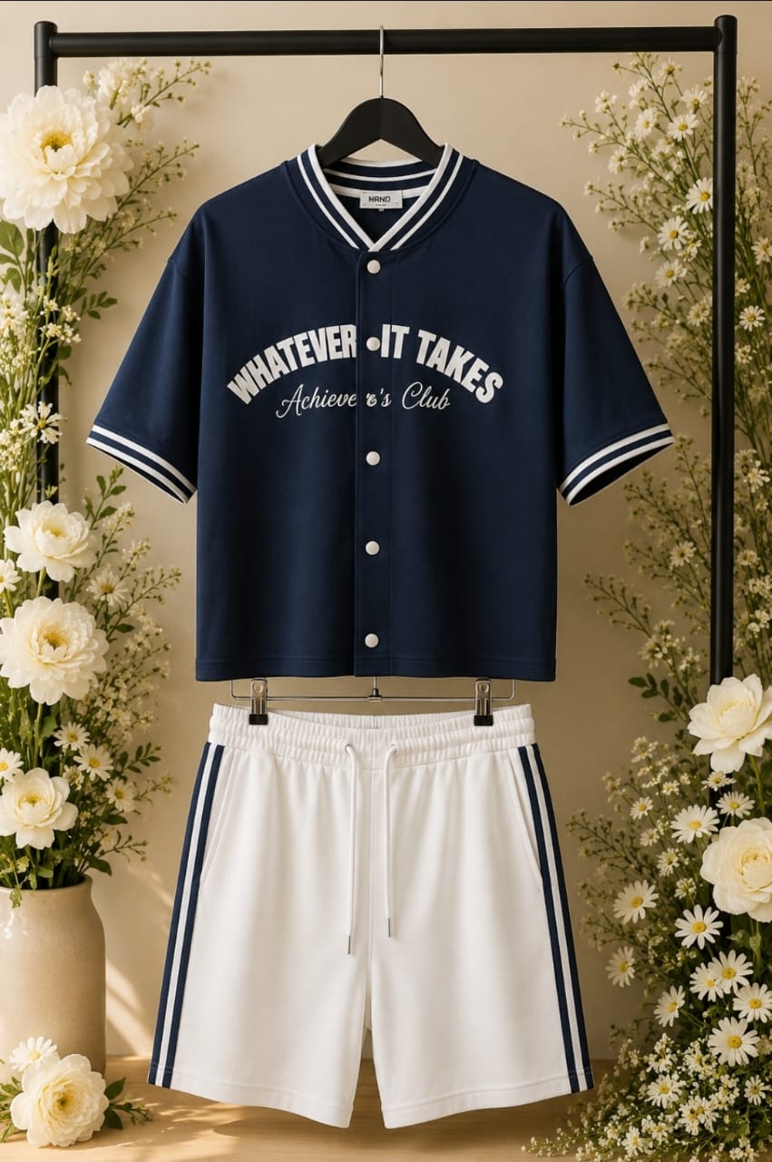Tee-shirt bleu marine avec culotte blanche