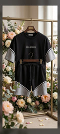 Tee-shirt short noir-gris