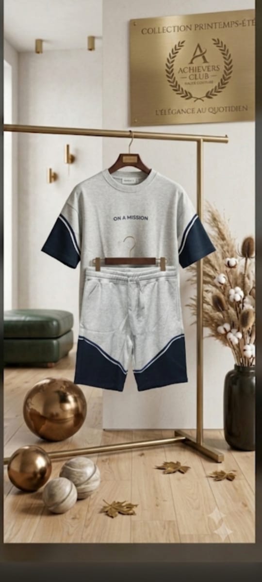 Tee-shirt short gris-bleu